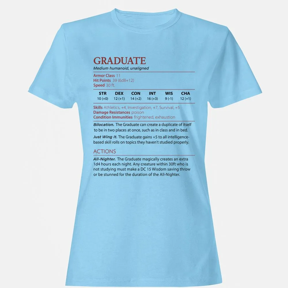 Graduate Stats Women's T-Shirt - Light Blue - 8