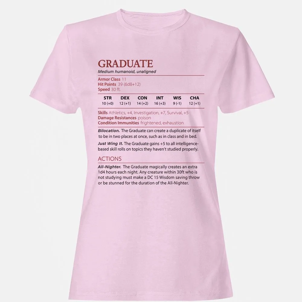 Graduate Stats Women's T-Shirt - Light Pink - 9
