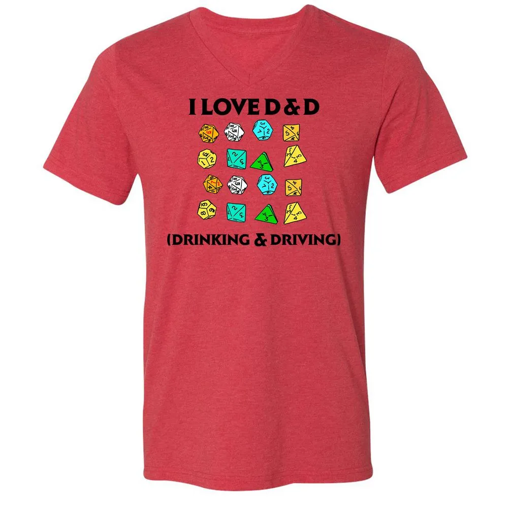 Drinking & Driving Unisex V-Neck T-Shirt - Heather Red - 5