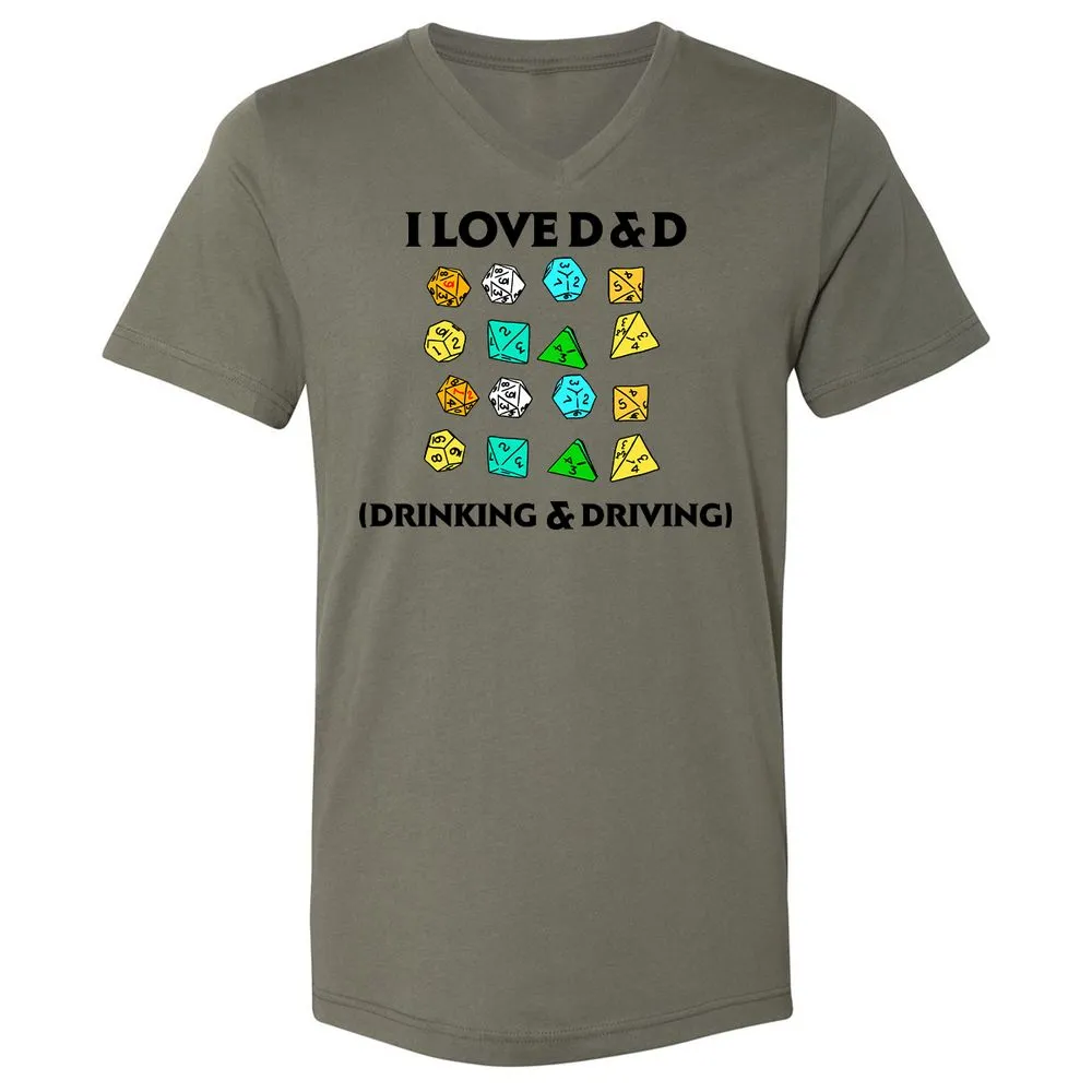 Drinking & Driving Unisex V-Neck T-Shirt - Military Green - 10