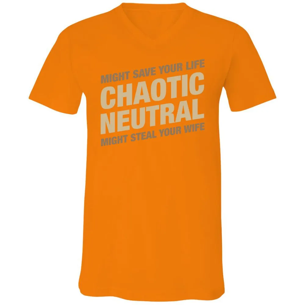 Might Save Your Life Might Steal Your Wife Unisex V-Neck T-Shirt - Orange - 11