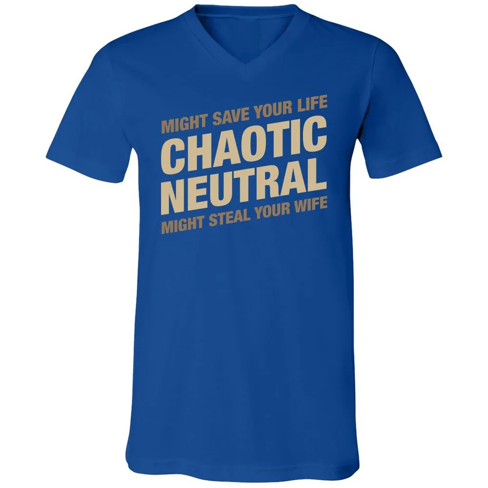 Might Save Your Life Might Steal Your Wife Unisex V-Neck T-Shirt - True Royal - 4