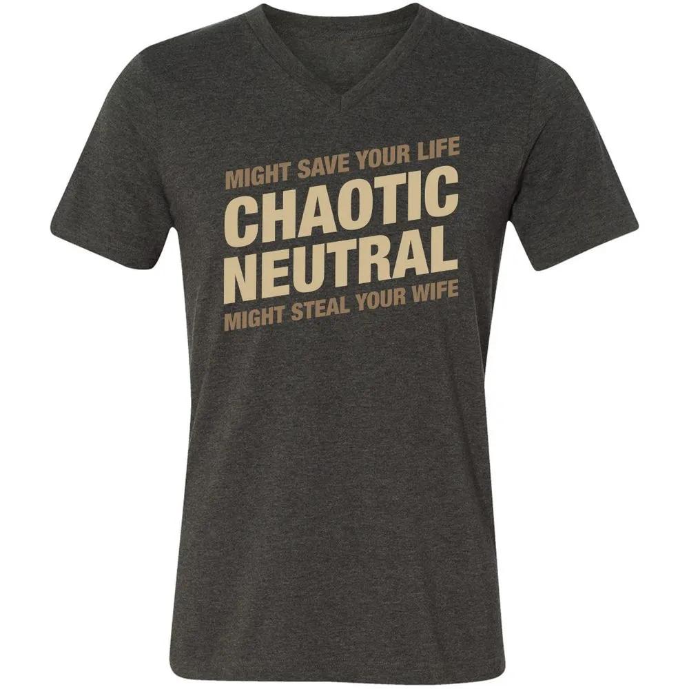 Might Save Your Life Might Steal Your Wife Unisex V-Neck T-Shirt - Dark Grey Heather - 8