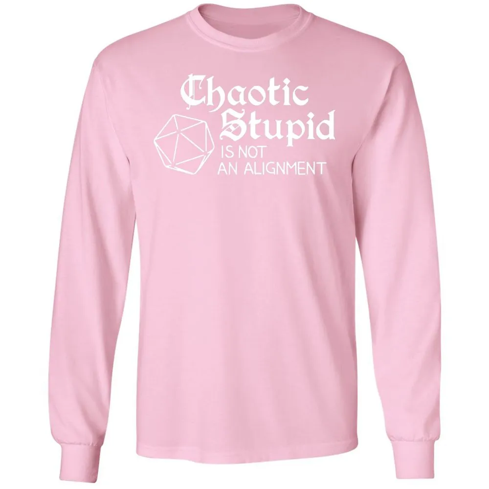 Chaotic Stupid Is Not An Alignment Long Sleeve T-Shirt - Light Pink - 3
