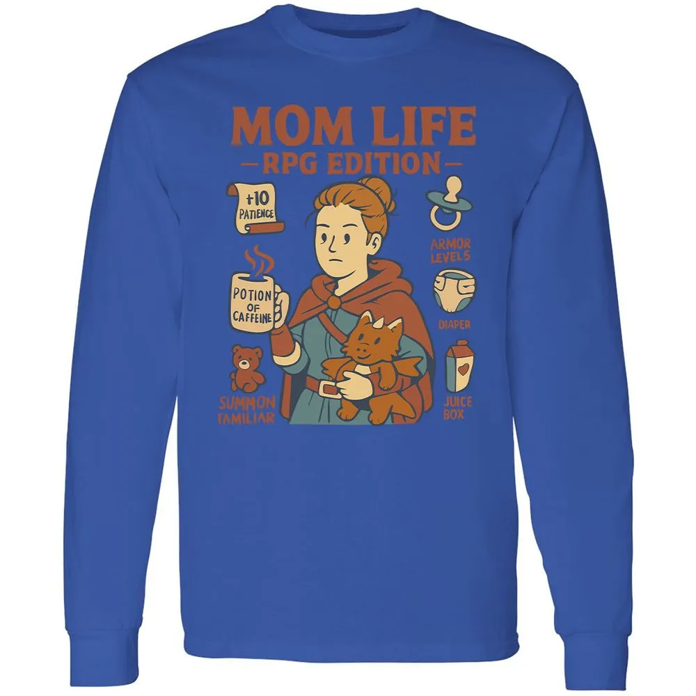 Mom Life RPG Edition Long Sleeve T-Shirt - Royal - 4
