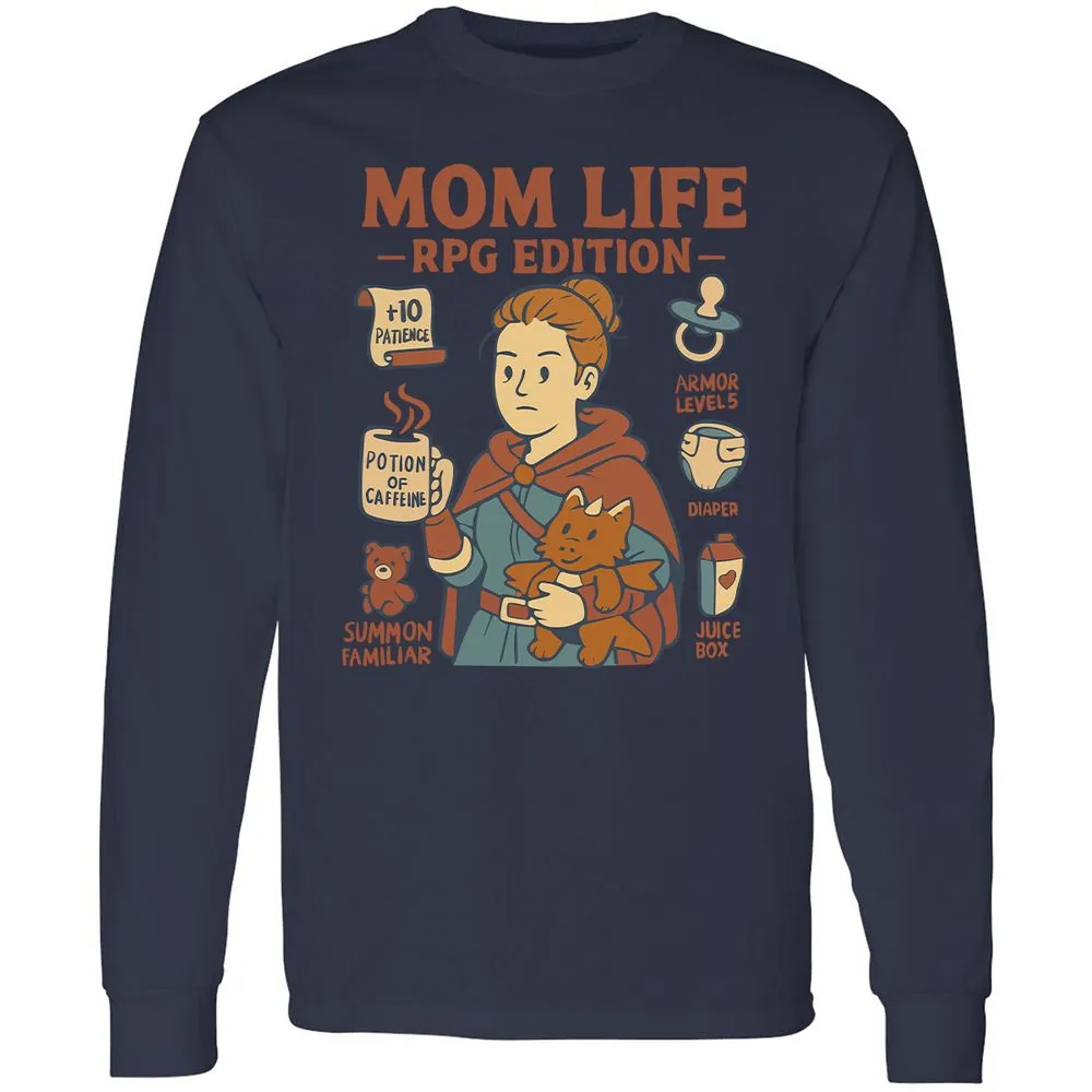 Mom Life RPG Edition Long Sleeve T-Shirt - Navy - 12