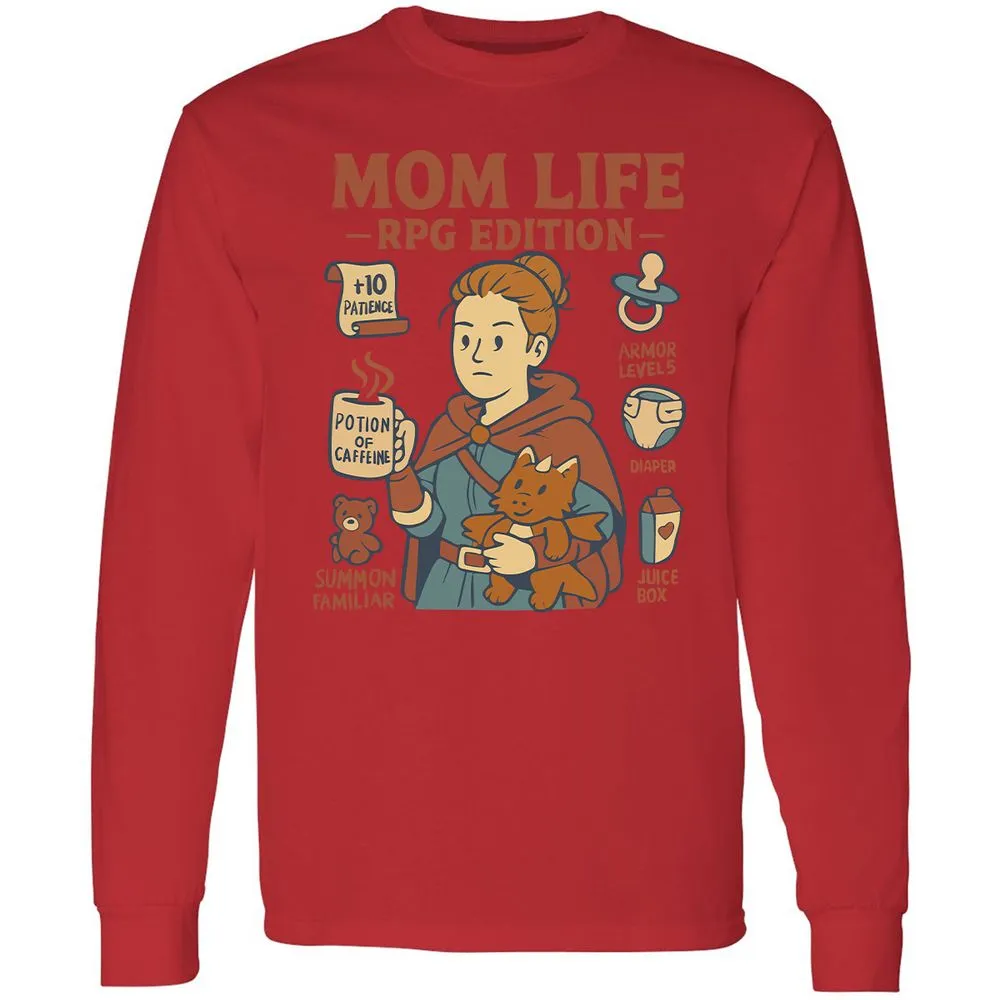 Mom Life RPG Edition Long Sleeve T-Shirt - Red - 14