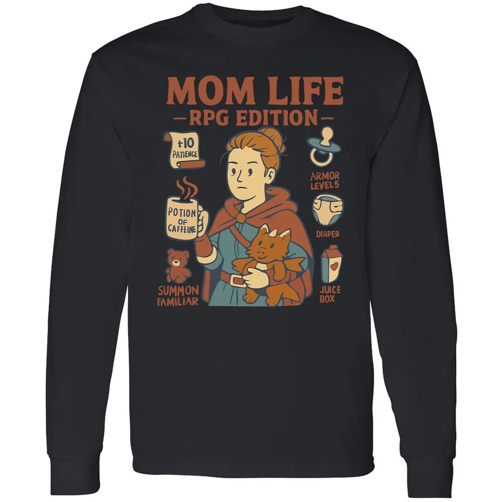 Mom Life RPG Edition Long Sleeve T-Shirt - Black - 16