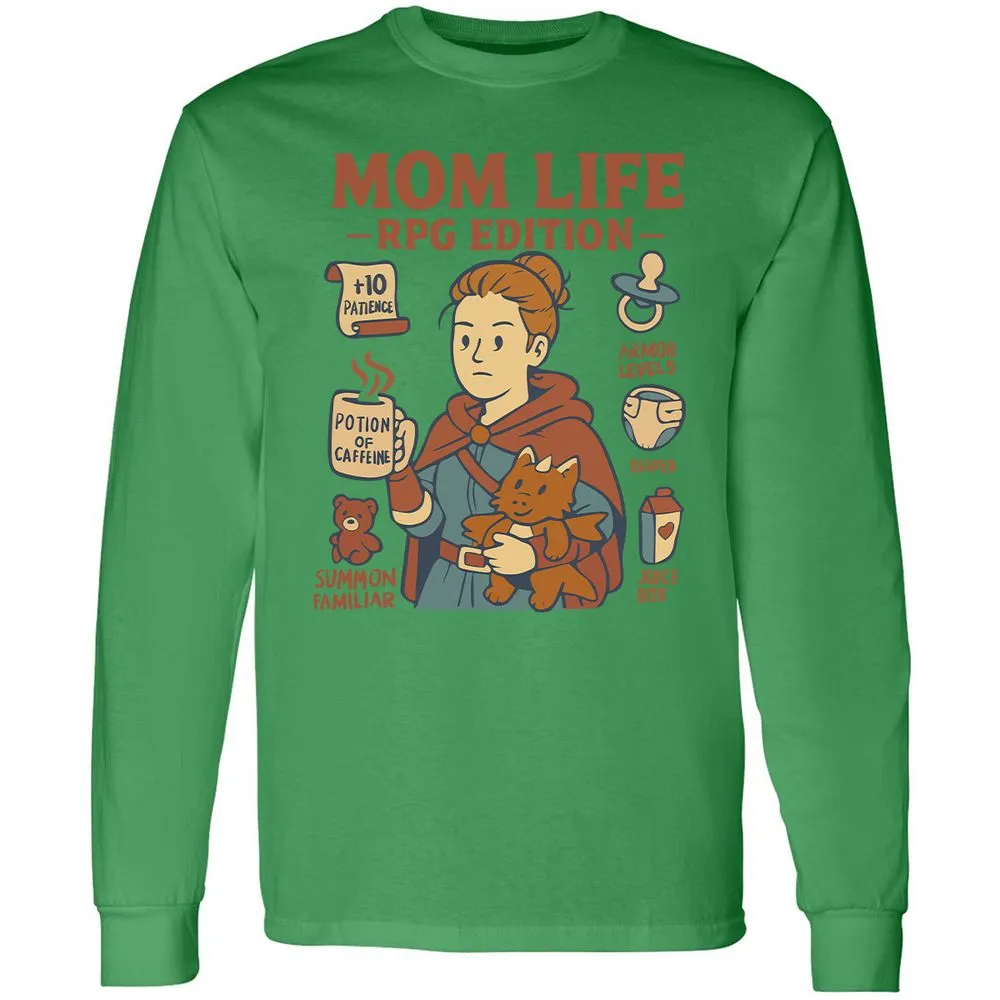 Mom Life RPG Edition Long Sleeve T-Shirt - Irish Green - 10