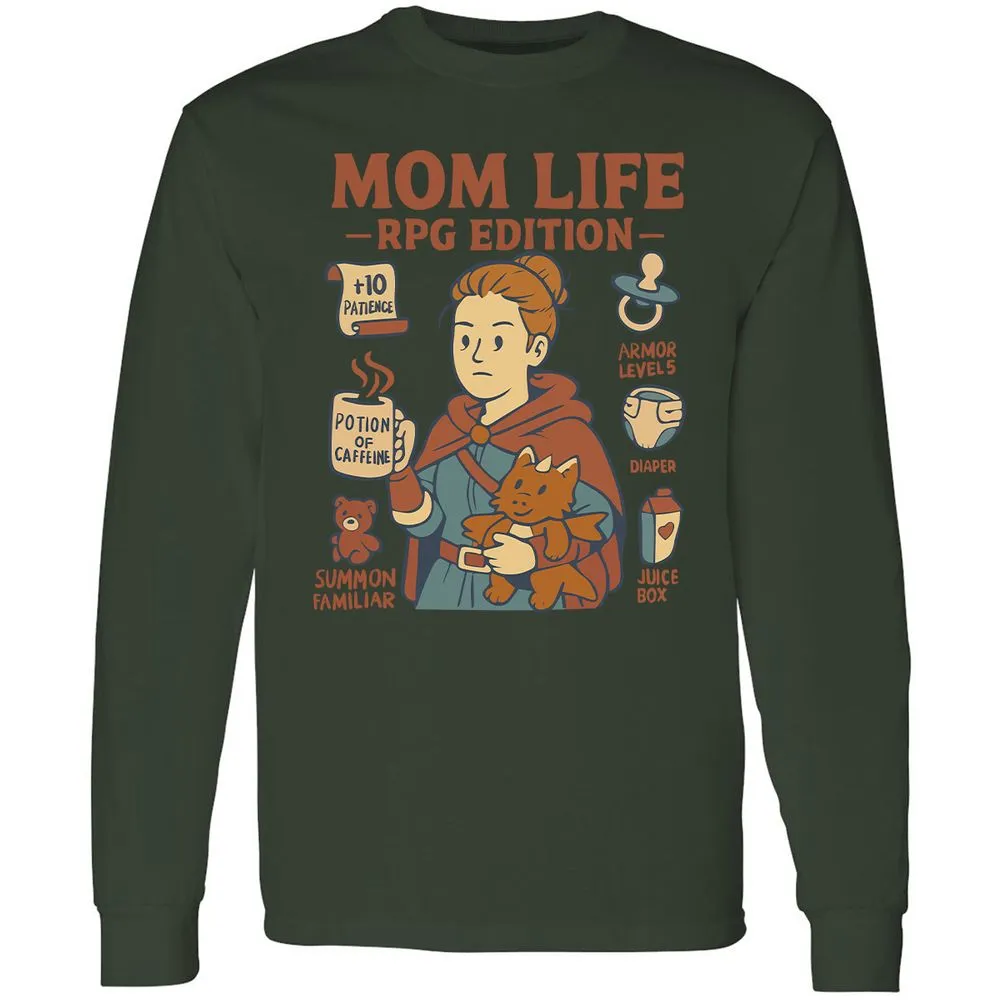 Mom Life RPG Edition Long Sleeve T-Shirt - Forest Green - 8
