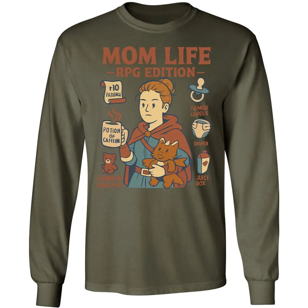 Mom Life RPG Edition Long Sleeve T-Shirt - Military Green - 7