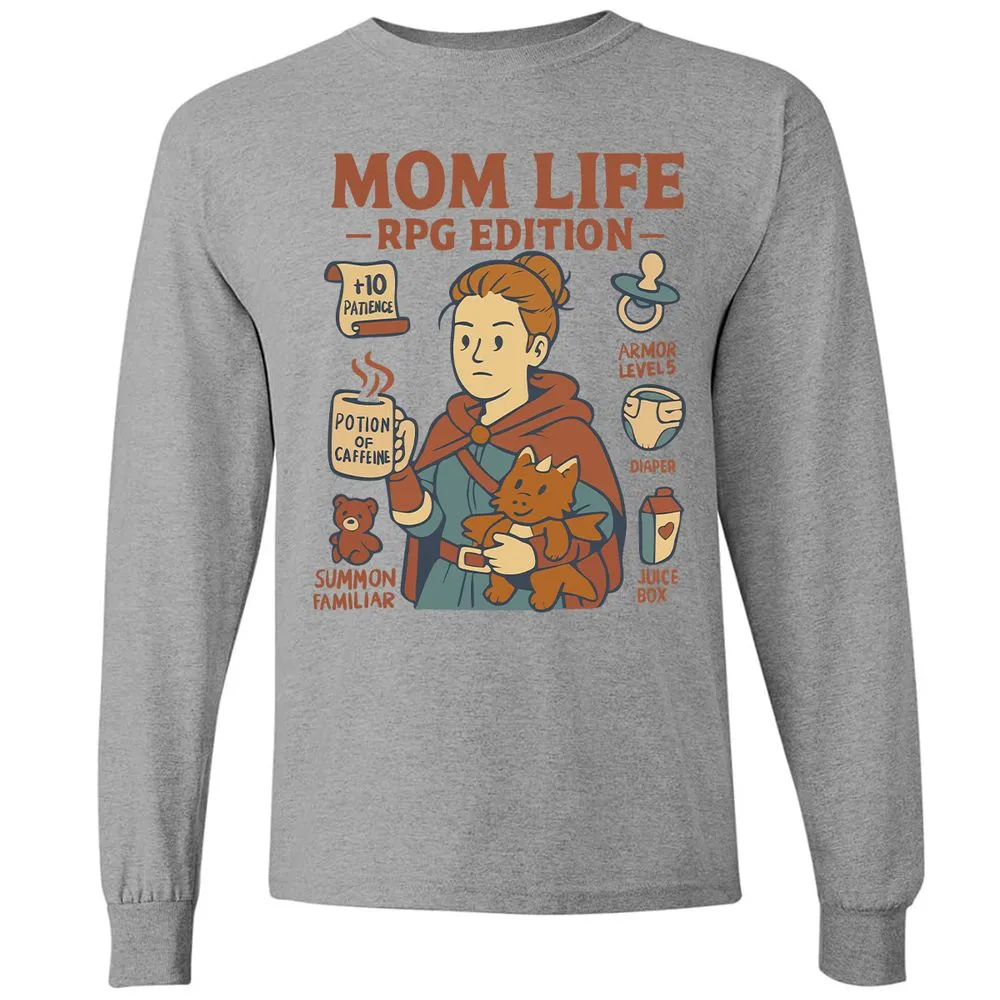 Mom Life RPG Edition Long Sleeve T-Shirt - Graphite Heather - 6