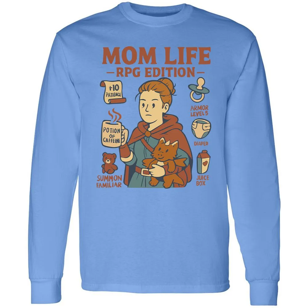 Mom Life RPG Edition Long Sleeve T-Shirt - Carolina Blue - 2