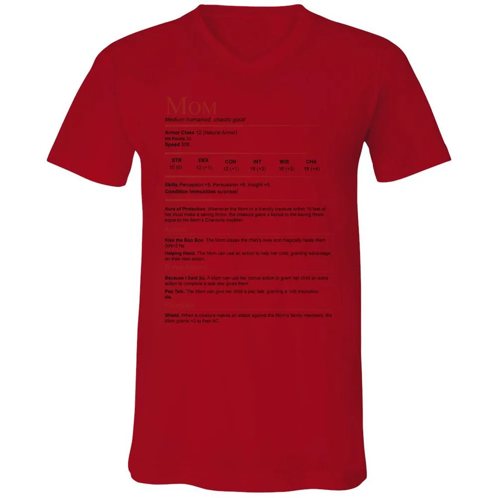 Mom Stats Unisex V-Neck T-Shirt - Red - 3