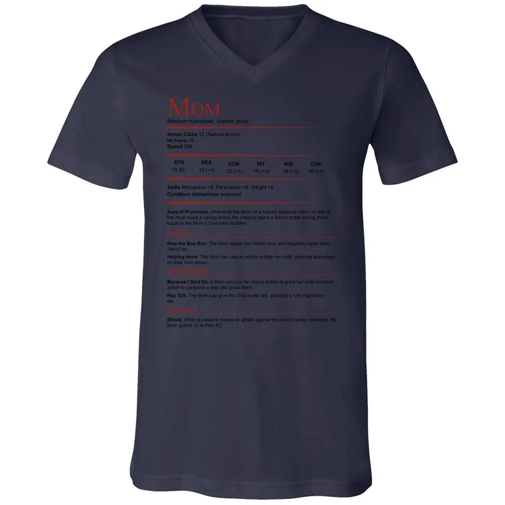 Mom Stats Unisex V-Neck T-Shirt - Navy - 9