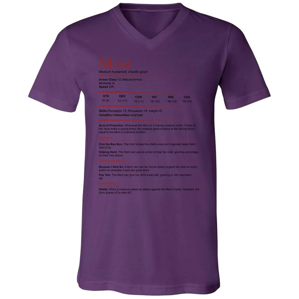 Mom Stats Unisex V-Neck T-Shirt - Team Purple - 2