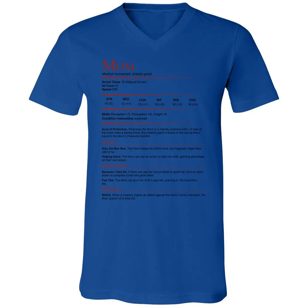 Mom Stats Unisex V-Neck T-Shirt - True Royal - 4