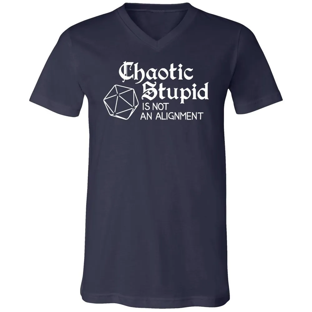 Chaotic Stupid Is Not An Alignment Unisex V-Neck T-Shirt - Navy - 2
