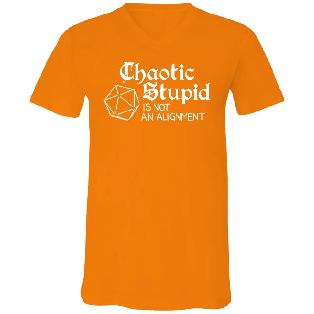 Chaotic Stupid Is Not An Alignment Unisex V-Neck T-Shirt - Orange - 11