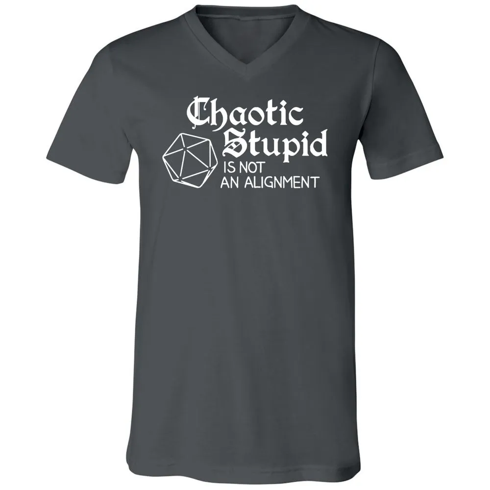 Chaotic Stupid Is Not An Alignment Unisex V-Neck T-Shirt - Asphalt - 12