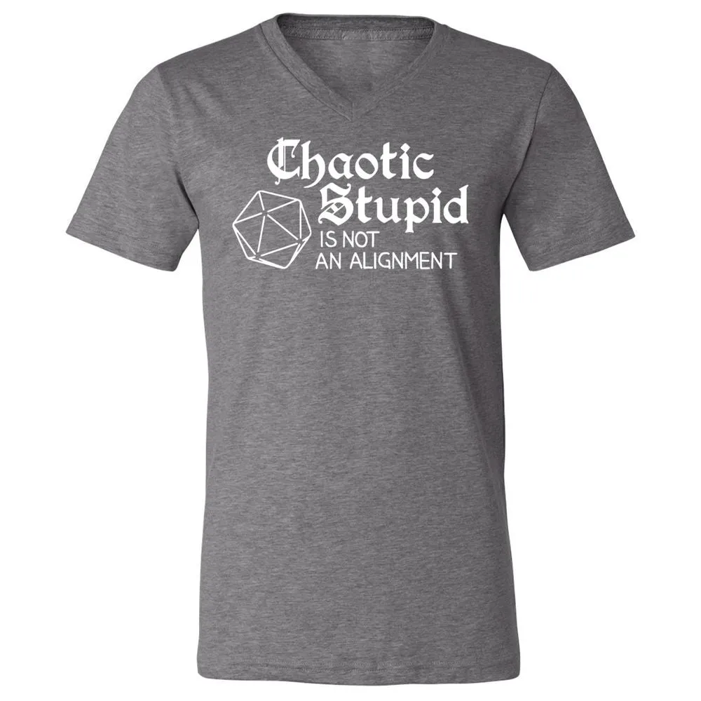 Chaotic Stupid Is Not An Alignment Unisex V-Neck T-Shirt - Deep Heather - 13