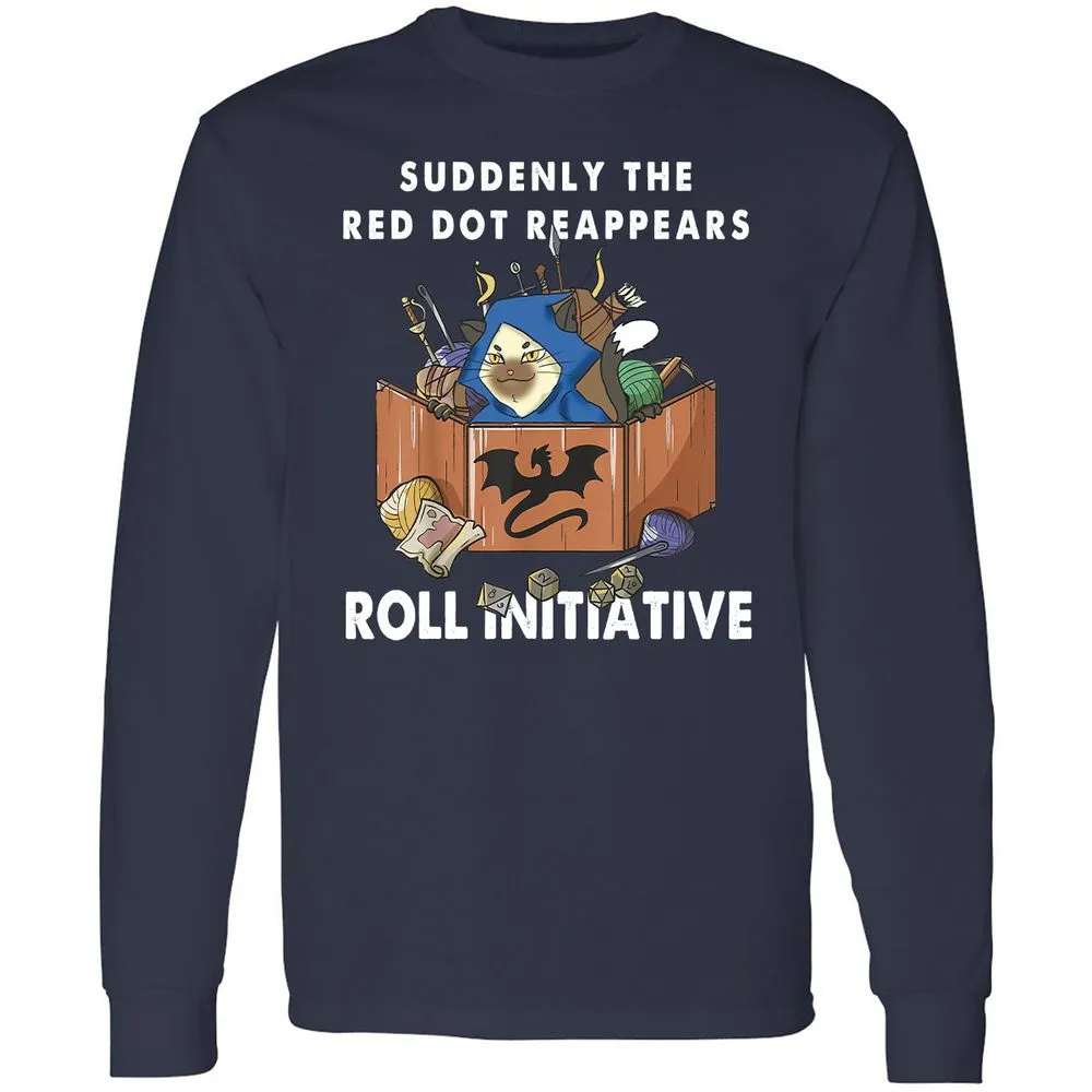 Suddenly The Red Dot Reappears Roll Initiative Long Sleeve T-Shirt - Navy - 2