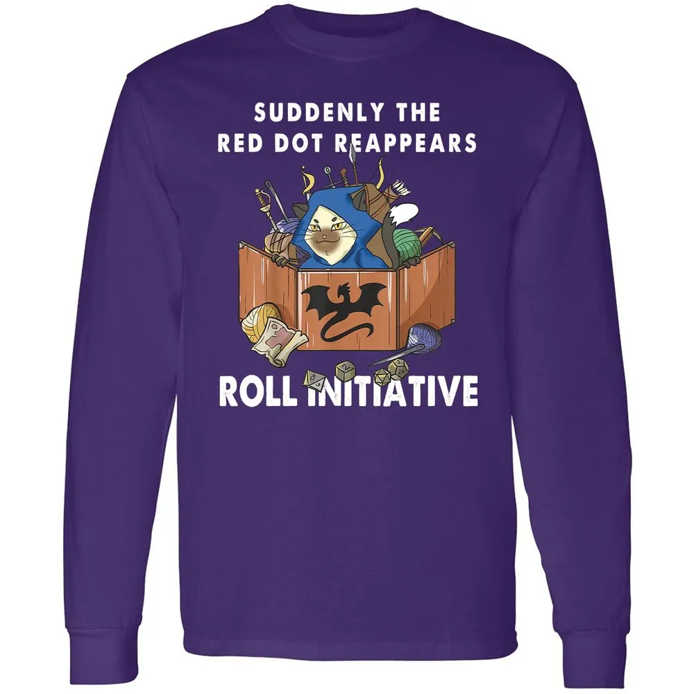 Suddenly The Red Dot Reappears Roll Initiative Long Sleeve T-Shirt - Purple - 13