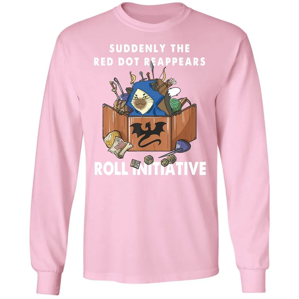 Suddenly The Red Dot Reappears Roll Initiative Long Sleeve T-Shirt - Light Pink - 3