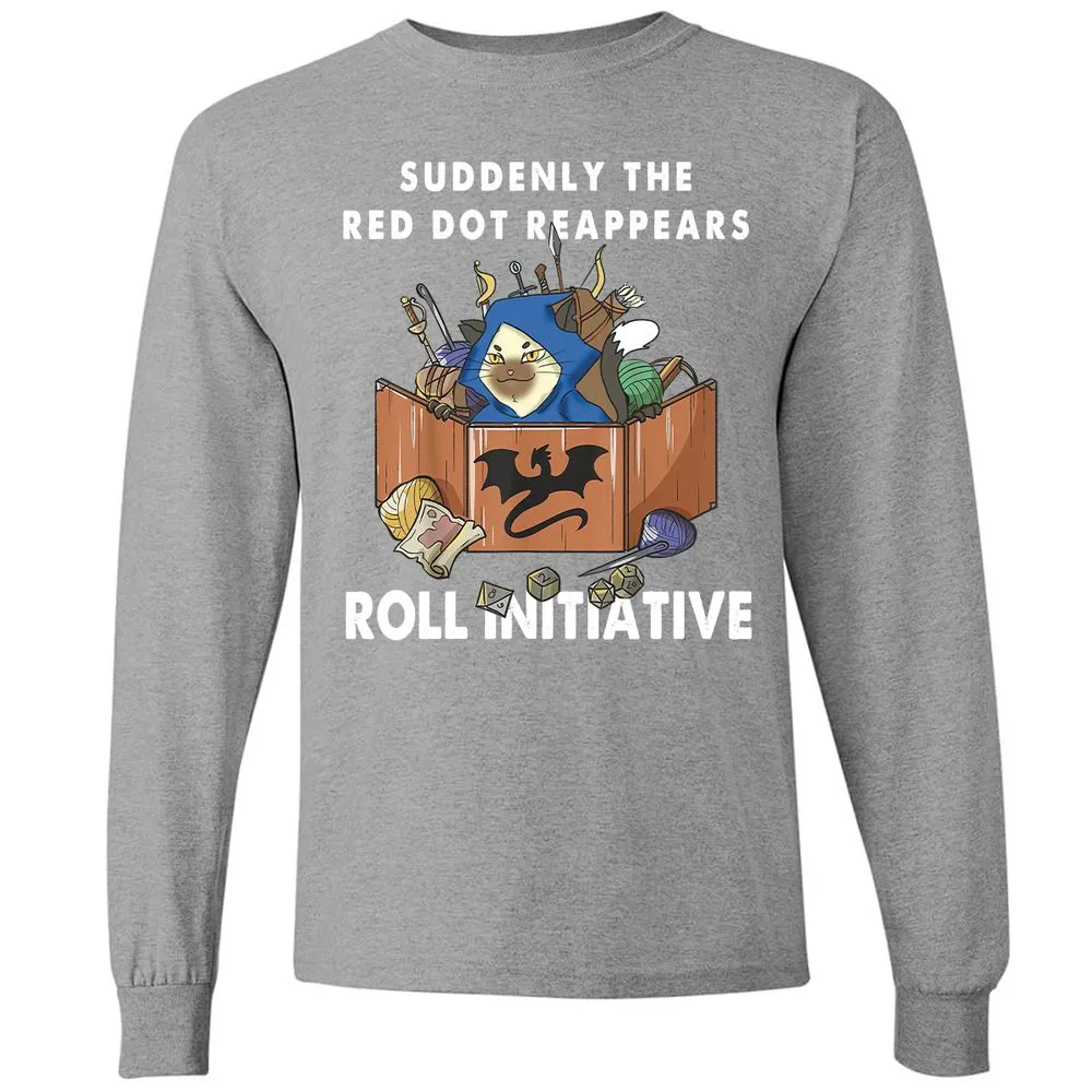 Suddenly The Red Dot Reappears Roll Initiative Long Sleeve T-Shirt - Graphite Heather - 6