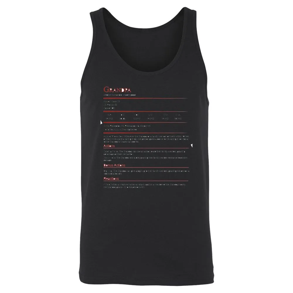 Grandpa Stat Block Unisex Jersey Tank - Black - 14