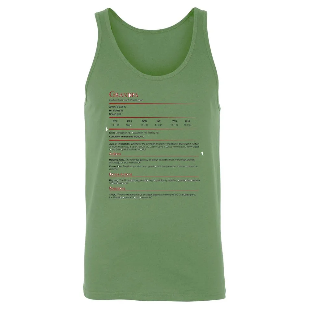 Grandpa Stat Block Unisex Jersey Tank - Leaf - 10