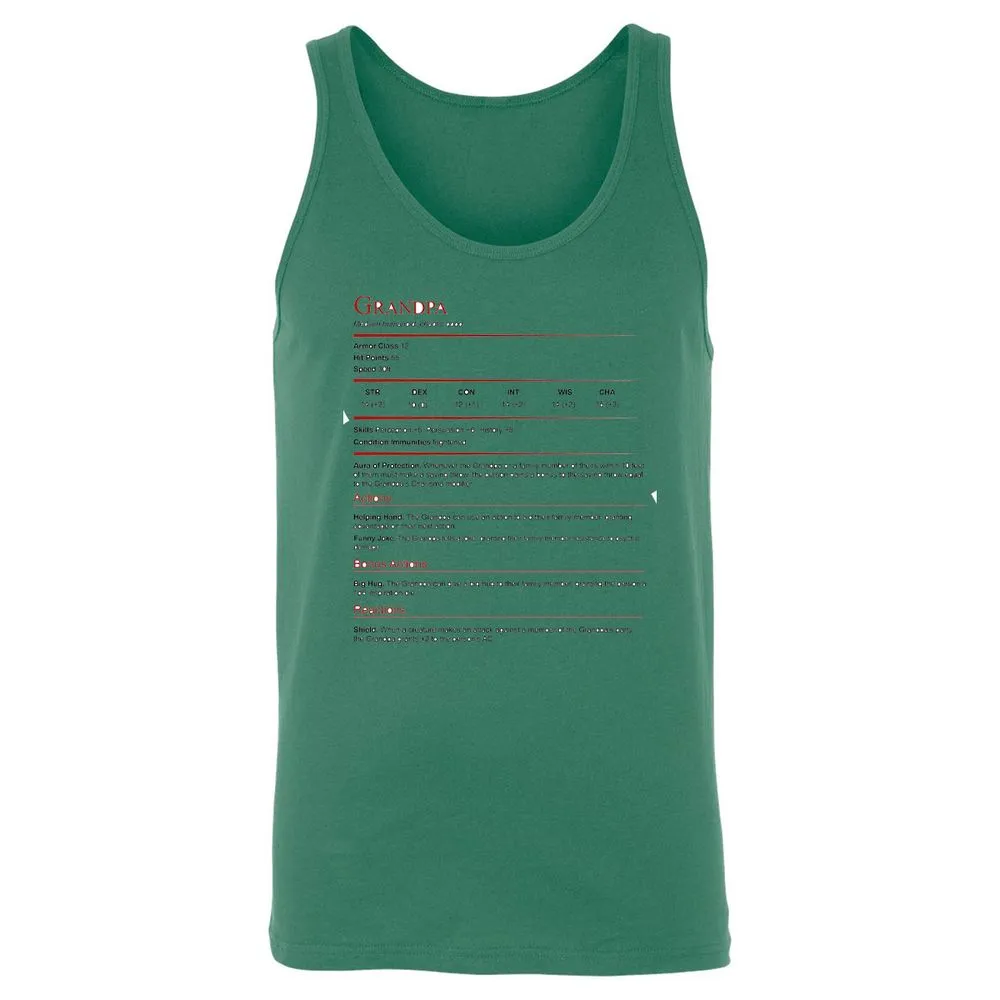 Grandpa Stat Block Unisex Jersey Tank - Kelly - 9