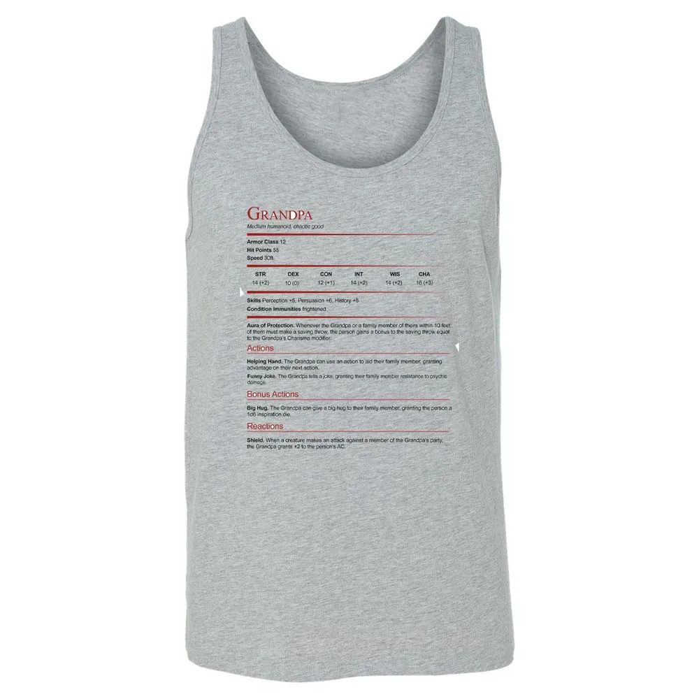 Grandpa Stat Block Unisex Jersey Tank - Athletic Heather - 4
