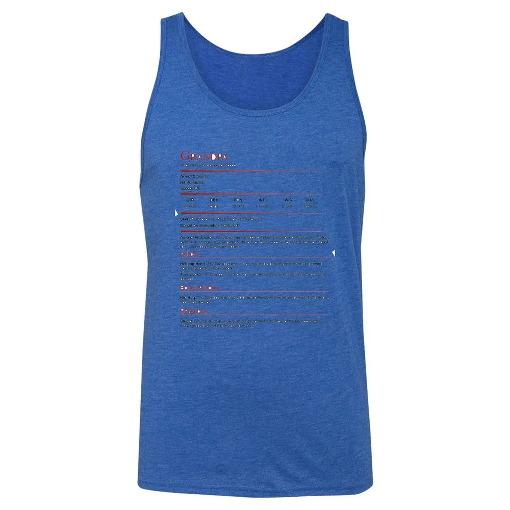 Grandpa Stat Block Unisex Jersey Tank - True Royal Triblend - 12