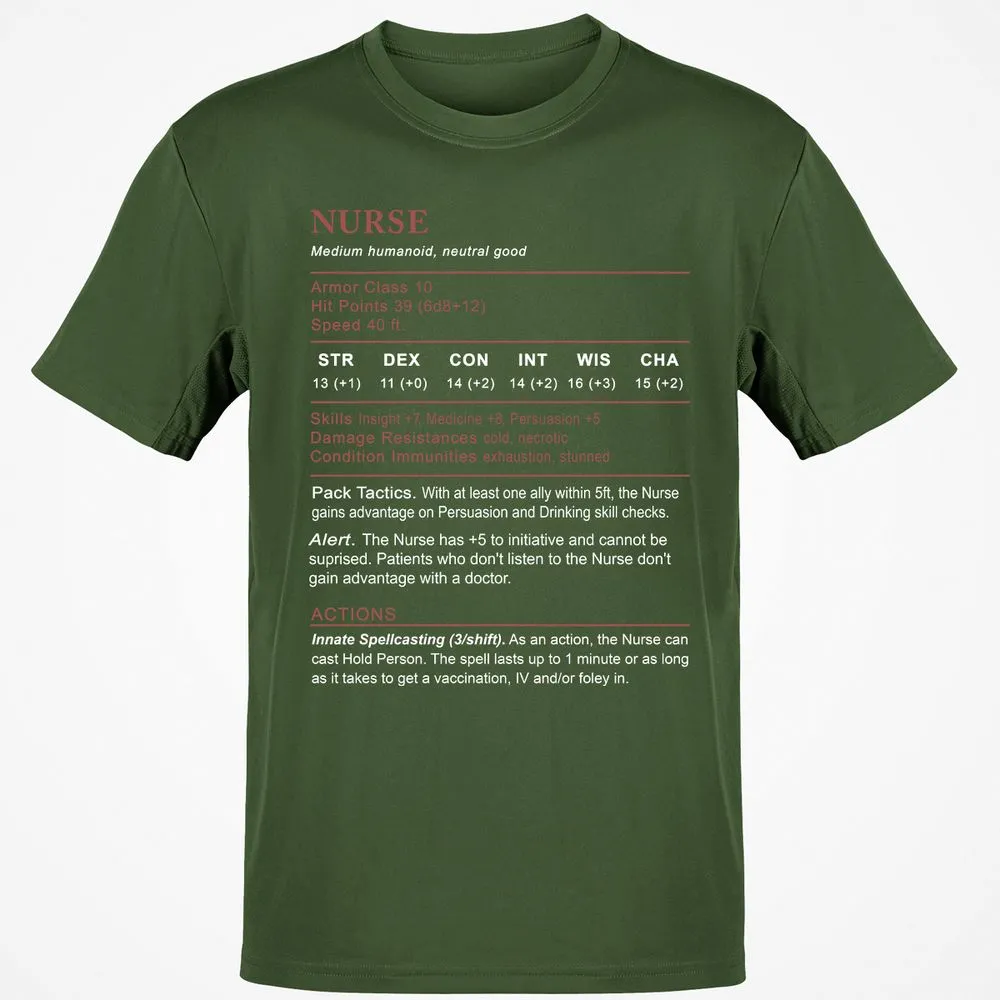 Nurse Stats 2 Classic Unisex T-Shirt - Military Green - 6