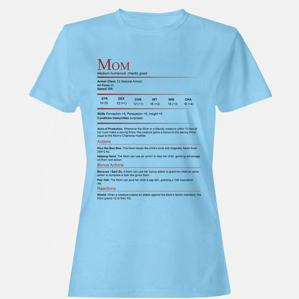 Mom Stats Women's T-Shirt - Light Blue - 8