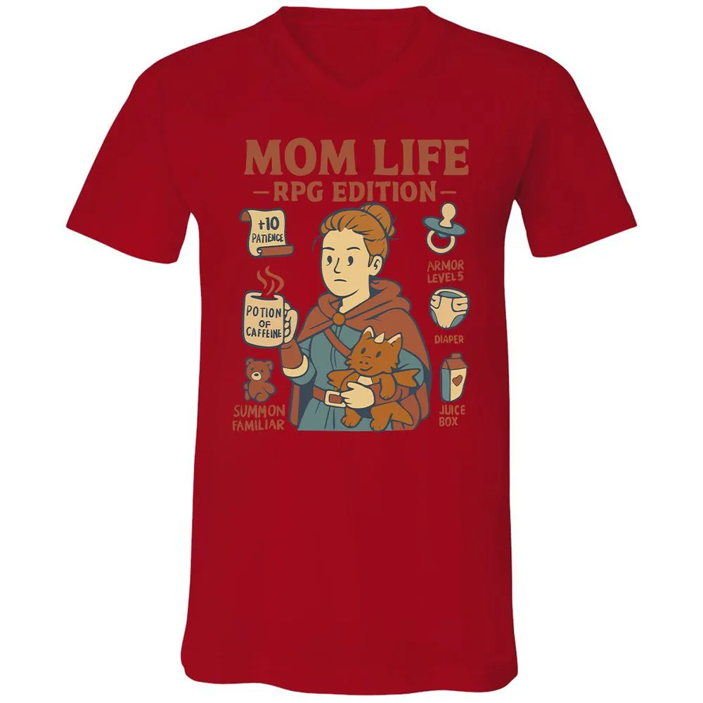 Mom Life RPG Edition Unisex V-Neck T-Shirt - Red - 3