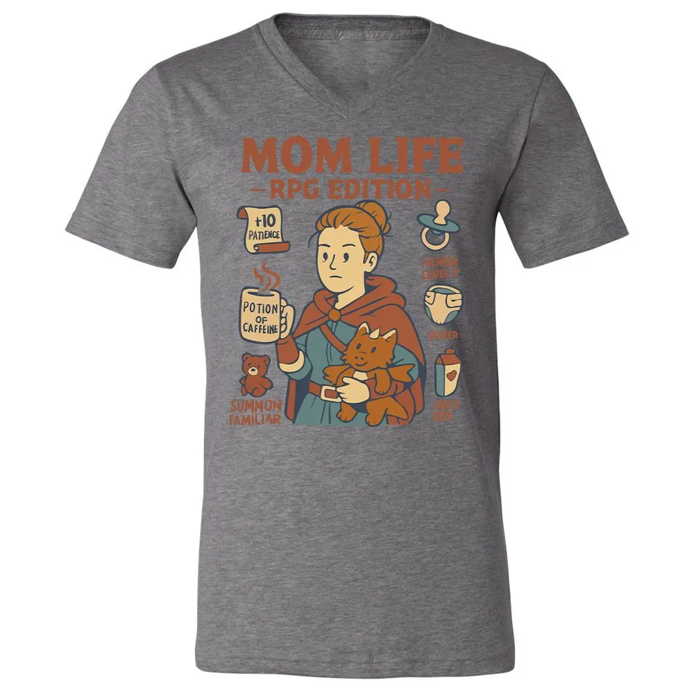Mom Life RPG Edition Unisex V-Neck T-Shirt - Deep Heather - 13