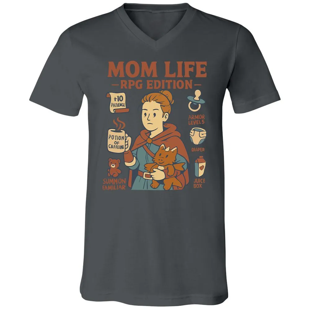Mom Life RPG Edition Unisex V-Neck T-Shirt - Asphalt - 12