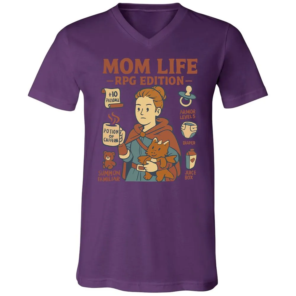 Mom Life RPG Edition Unisex V-Neck T-Shirt - Team Purple - 2