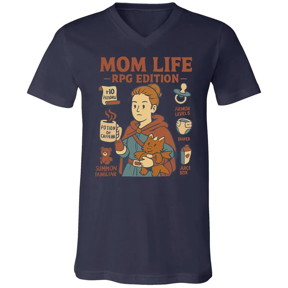 Mom Life RPG Edition Unisex V-Neck T-Shirt - Navy - 9