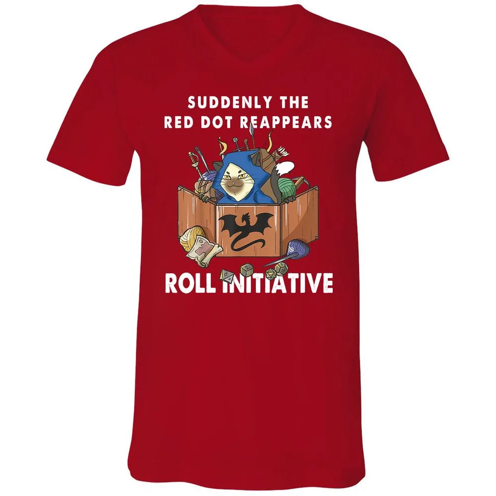 Suddenly The Red Dot Reappears Roll Initiative Unisex V-Neck T-Shirt - Red - 3