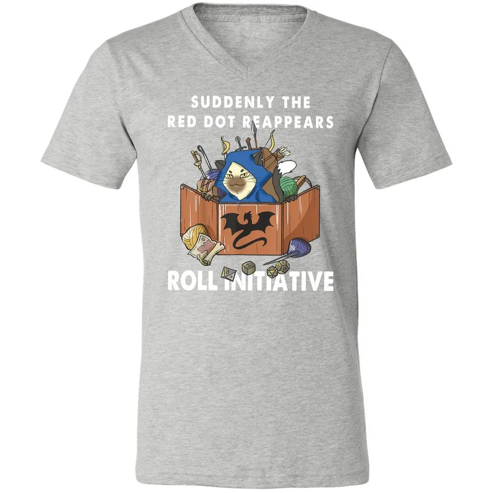 Suddenly The Red Dot Reappears Roll Initiative Unisex V-Neck T-Shirt - Athletic Heather - 7