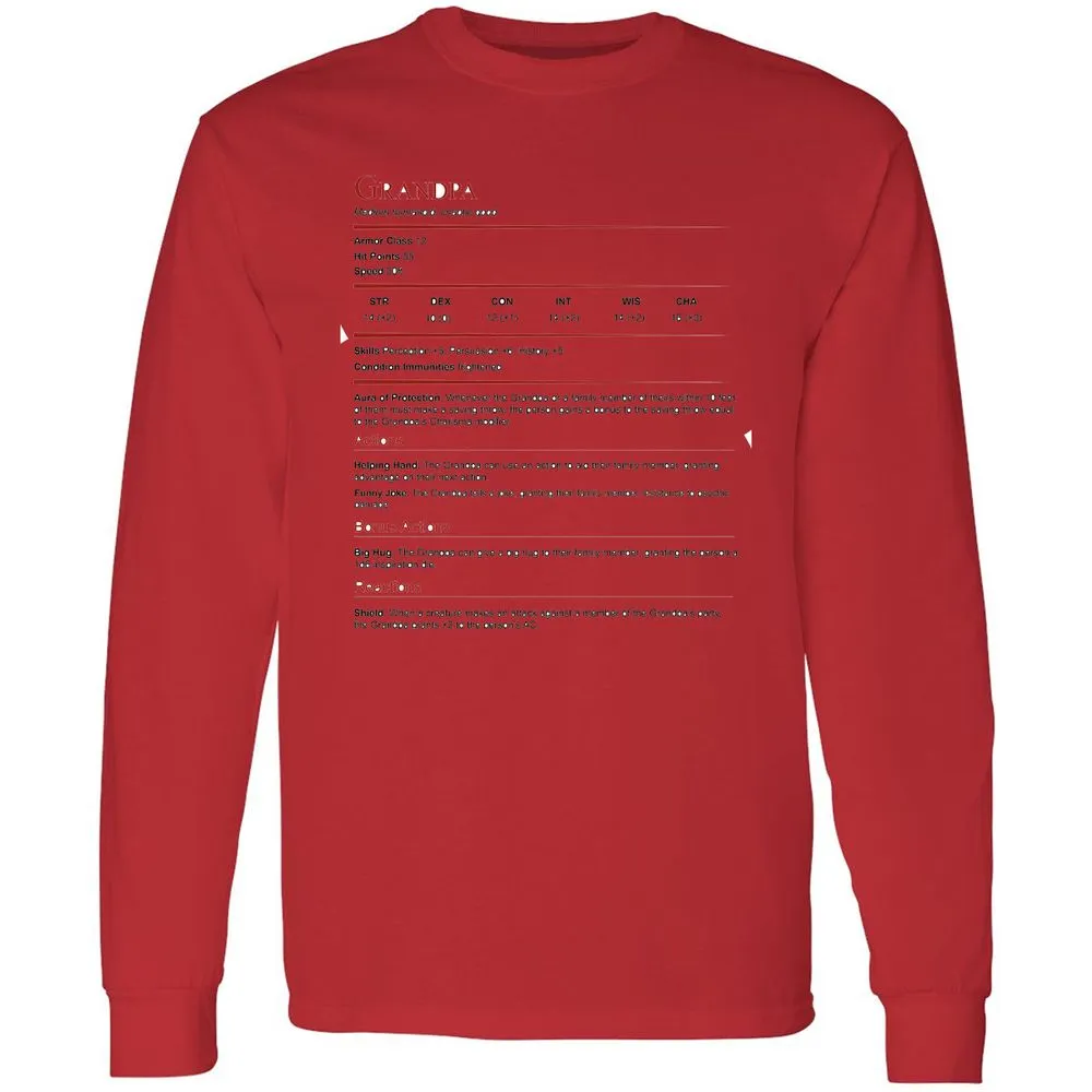 Grandpa Stat Block Long Sleeve T-Shirt - Red - 14