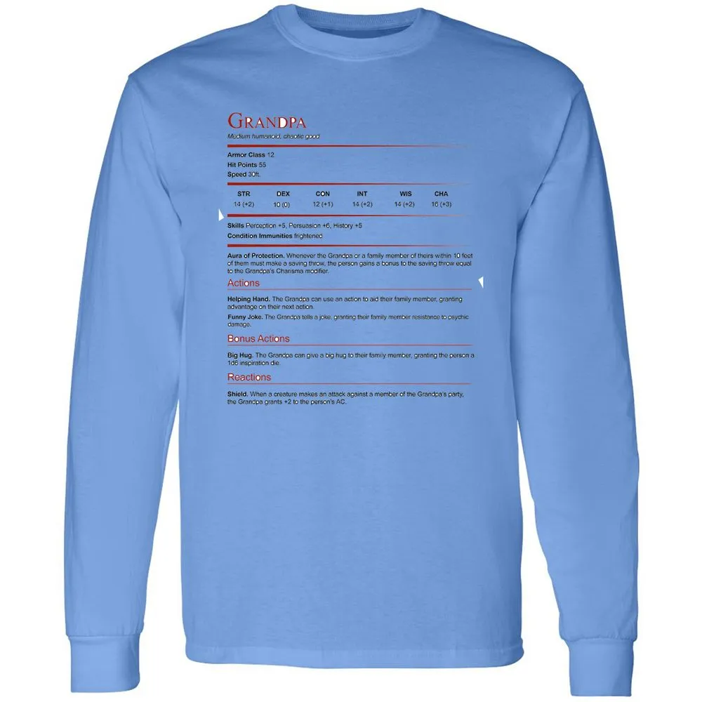 Grandpa Stat Block Long Sleeve T-Shirt - Carolina Blue - 2