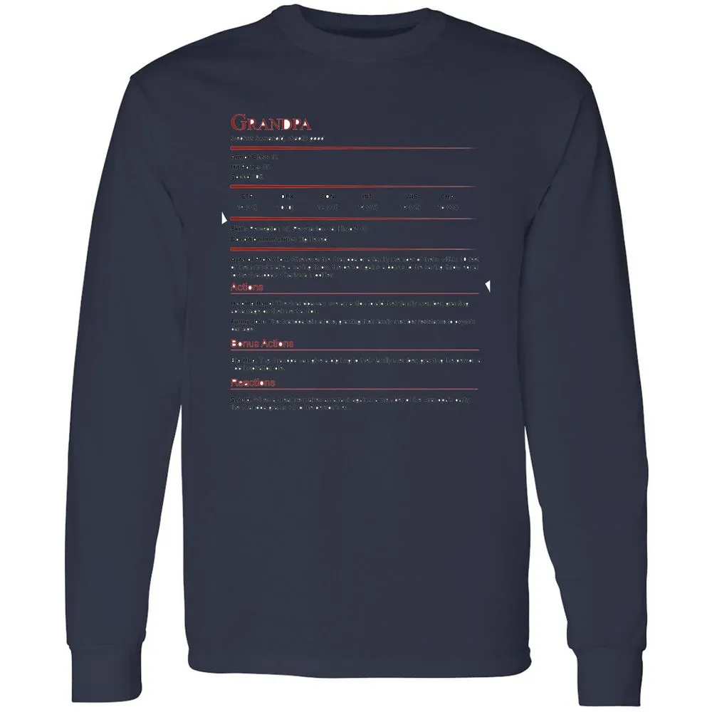 Grandpa Stat Block Long Sleeve T-Shirt - Navy - 12