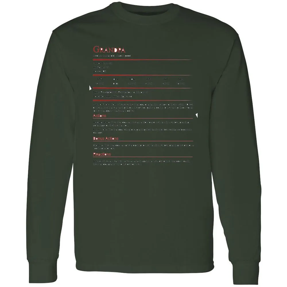 Grandpa Stat Block Long Sleeve T-Shirt - Forest Green - 8