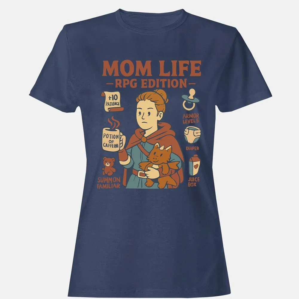 Mom Life RPG Edition Women's T-Shirt - Navy - 10