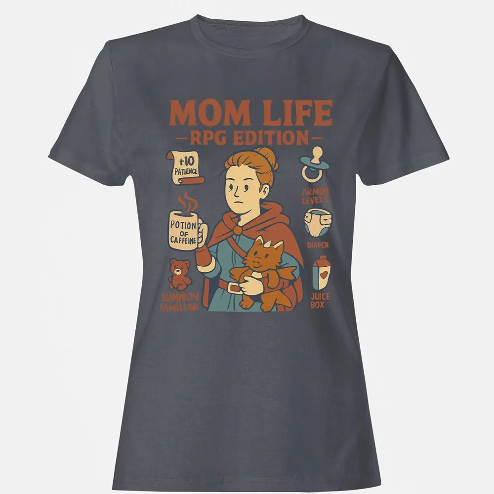Mom Life RPG Edition Women's T-Shirt - Dark Heather - 5