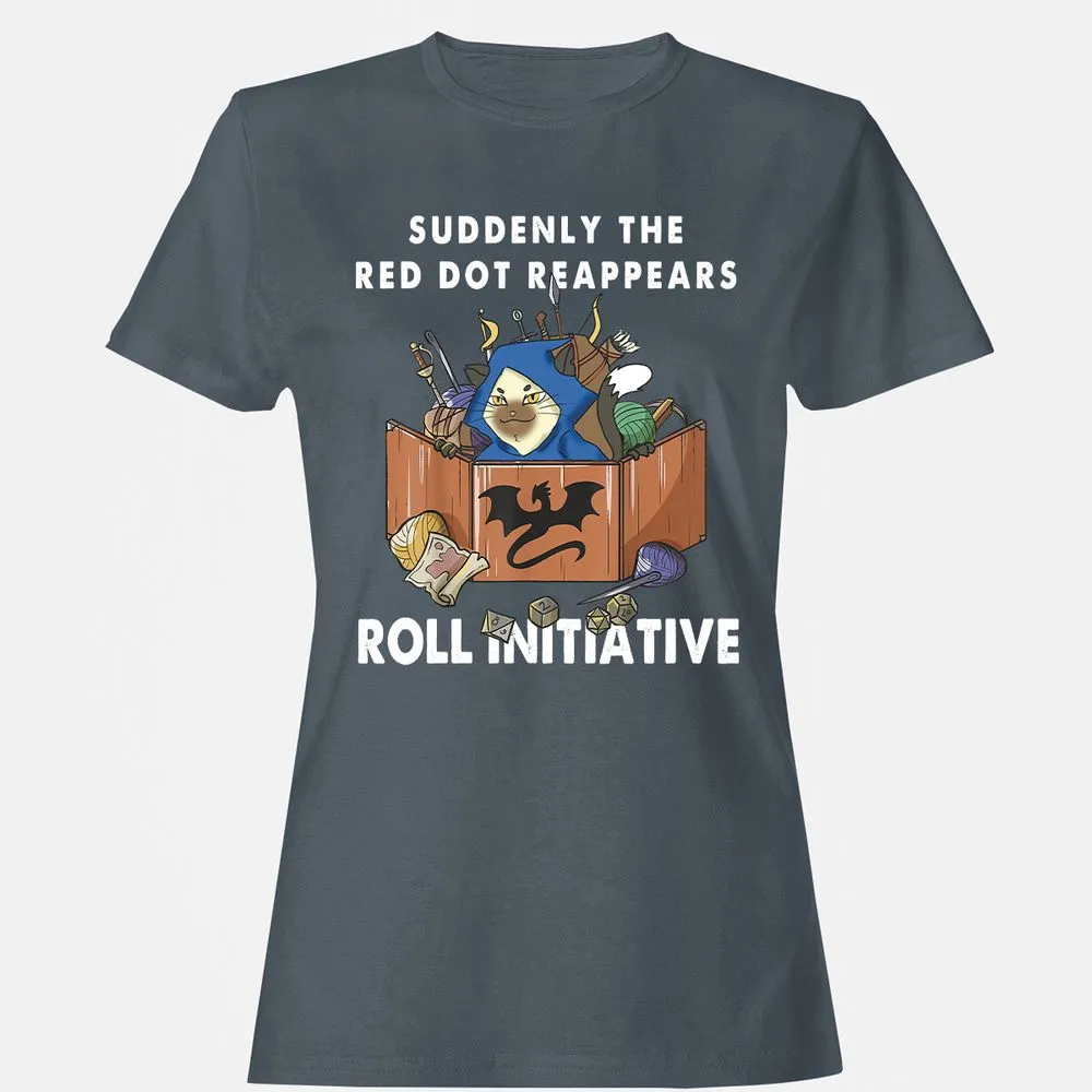 Suddenly The Red Dot Reappears Roll Initiative Women's T-Shirt - Charcoal - 3